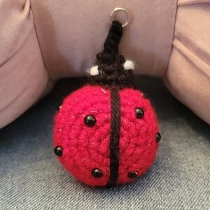 Red Crochet Ladybug Keychain